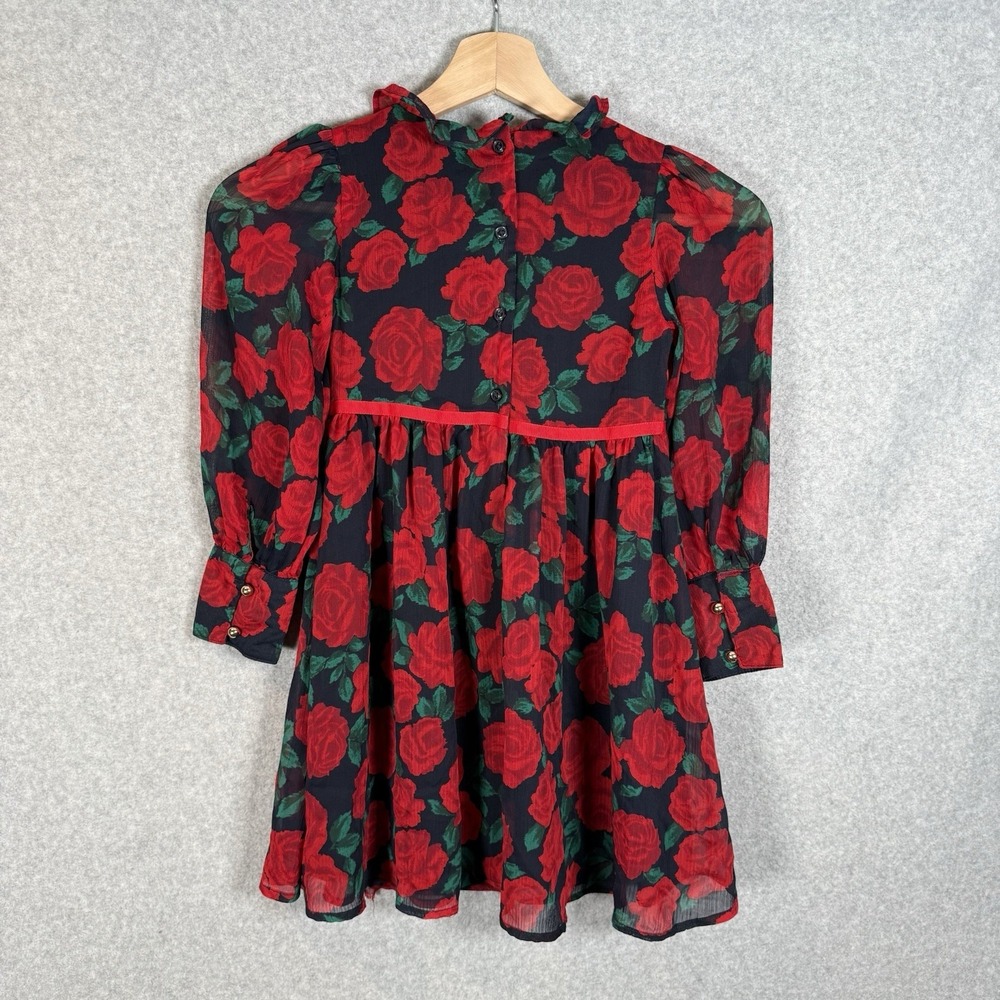Janie and Jack Girls The Holiday Frills Dress Dark Marine Rose Size 6 - Picture 2 of 8